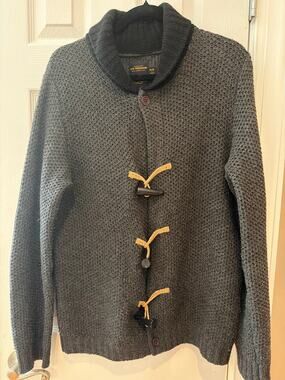 CPO Provisions Charcoal Grey Toggle Cardigan Shawl Collar Chunky Knit Size M